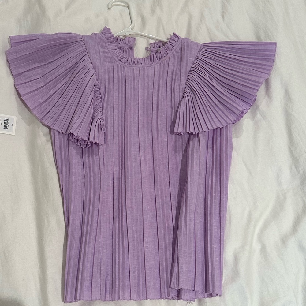 Sea lavender flutter sleeve top